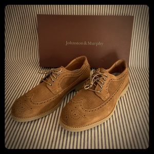 Johnston & Murphy suede wingtip oxfords
